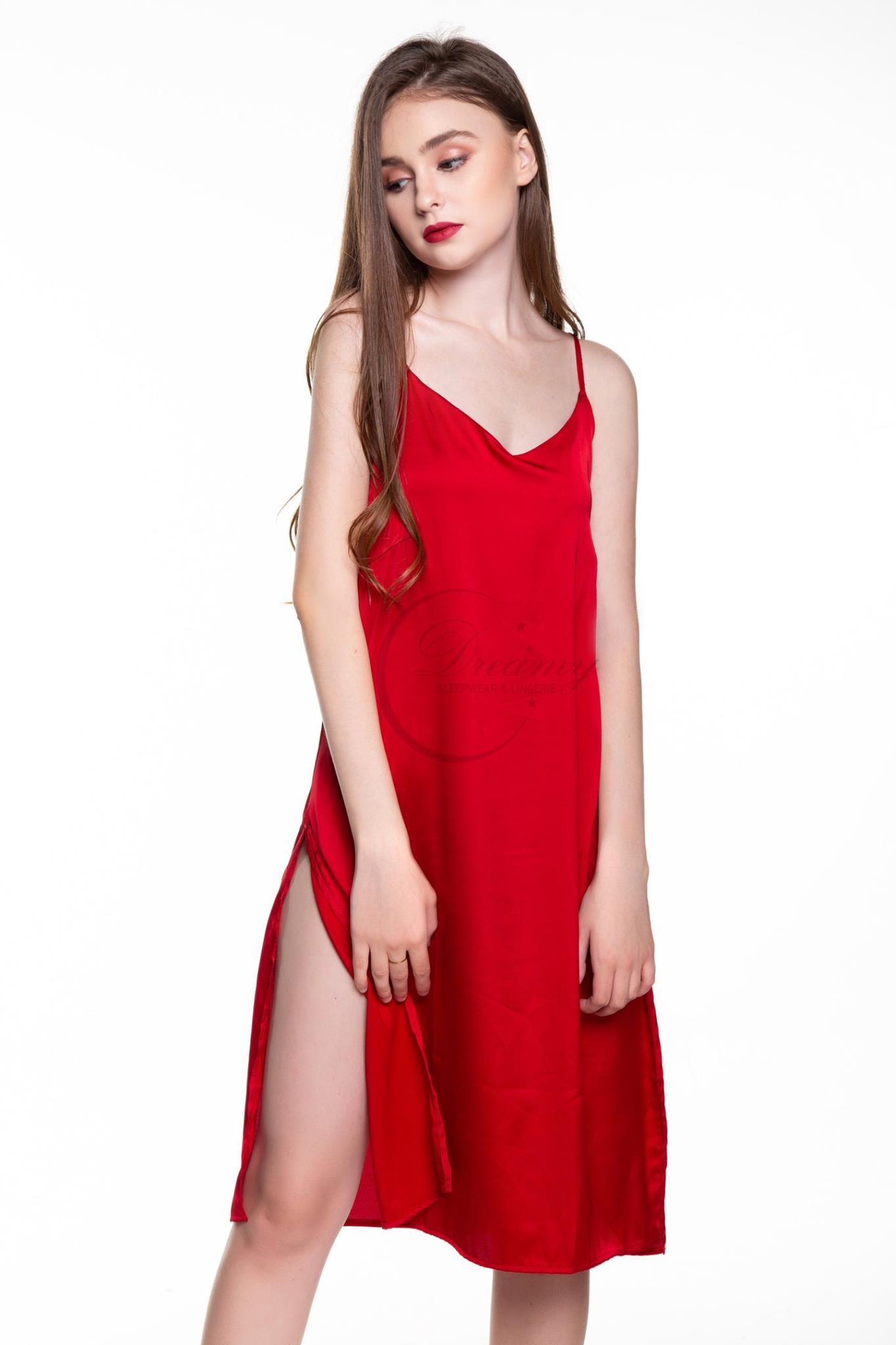 Hantu SleepwearSet áo choàng  váy ngủ lụa dáng dài qua gối mặc nhà sang  trọng sexyMàu xanh xám kèm đai áo choàng