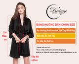  Dreamy CL01-49-FS Áo choàng ngủ lụa cao cấp phối ren quyến rũ kèm dây cột eo sang trọng màu đen 