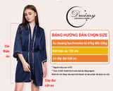  Dreamy CL02-41 Áo choàng ngủ lụa cao cấp phối ren quyến rũ kèm dây cột eo sang trọng màu xanh đen 