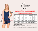  Dreamy DN02 Đồ Bộ Ngủ Lụa Cao Cấp Gợi Cảm Sexy 2 dây cổ tim phối bèo màu xanh đen và đỏ đô 