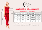  Dreamy DD02-70 Đồ Bộ Ngủ Lụa Cao Cấp Dáng Dài 2 dây có ren ngực màu đỏ đô 