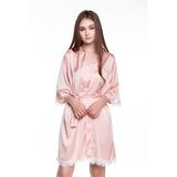  Áo choàng lụa, áo choàng ngủ nữ cao cấp nữ phối ren mềm mại màu hồng pastel Dreamy CL03-54 