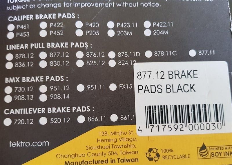 tektro 825 brake pads