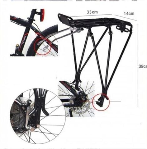 Baga thắng đĩa Lâm Vélo/Nhôm/Đen | Lâm Vélo rear rack for disc brake/Alum/Black