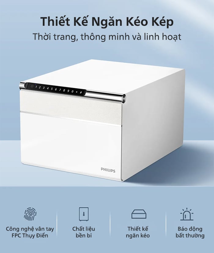 Két sắt mini Philips SBX102 khóa vân tay điện tử, khung thép toàn thân