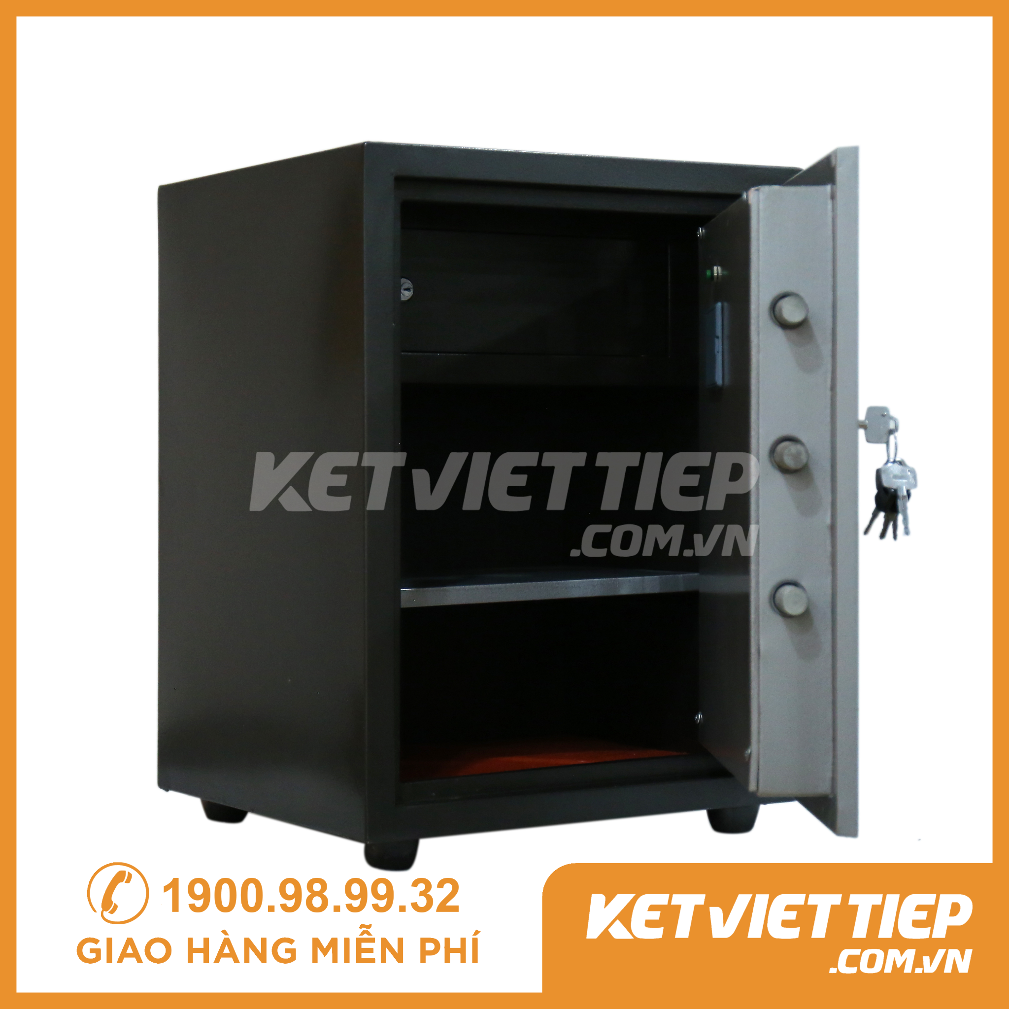 Két sắt Việt Tiệp chống cháy KVTE66 khóa điện tử 3 ngăn rộng rãi