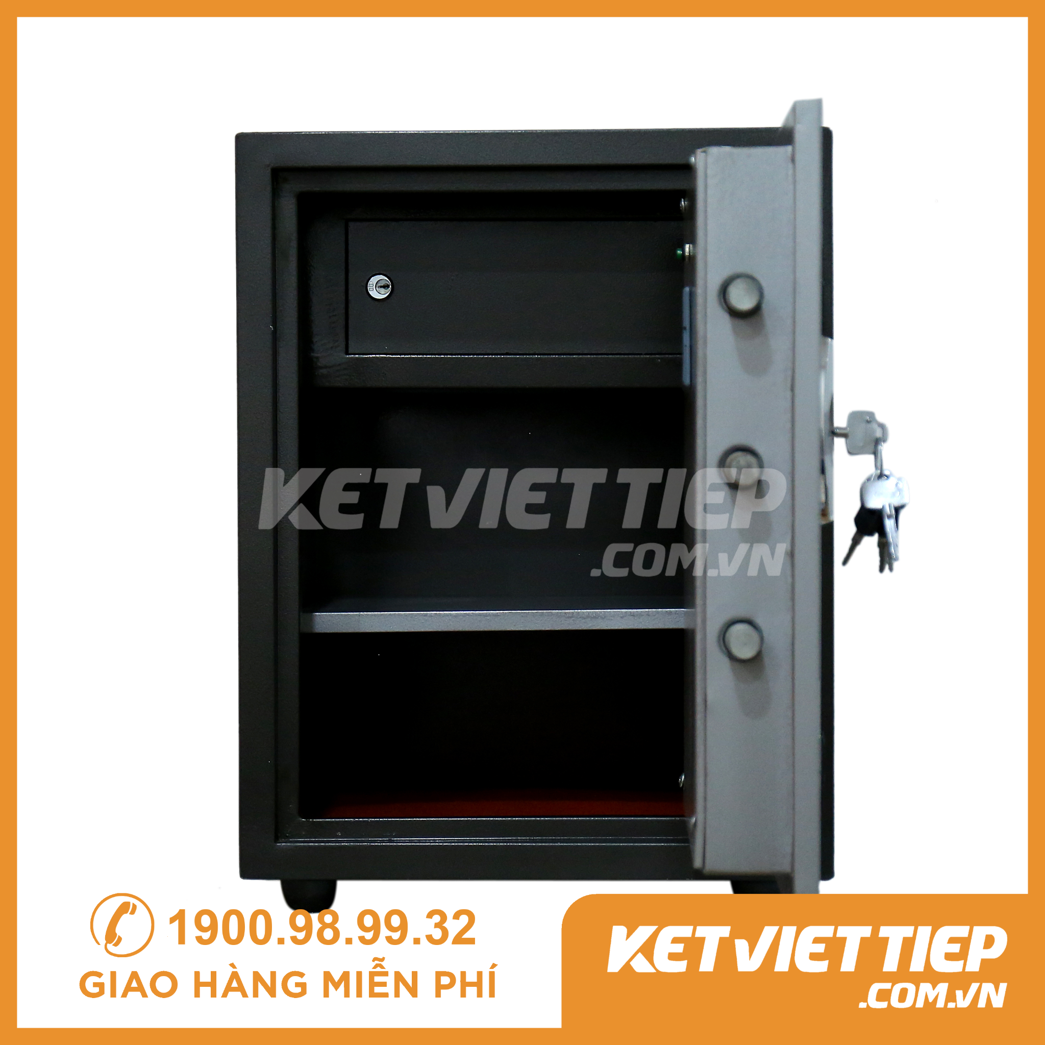 Két sắt Việt Tiệp chống cháy KVTE66 khóa điện tử 3 ngăn rộng rãi