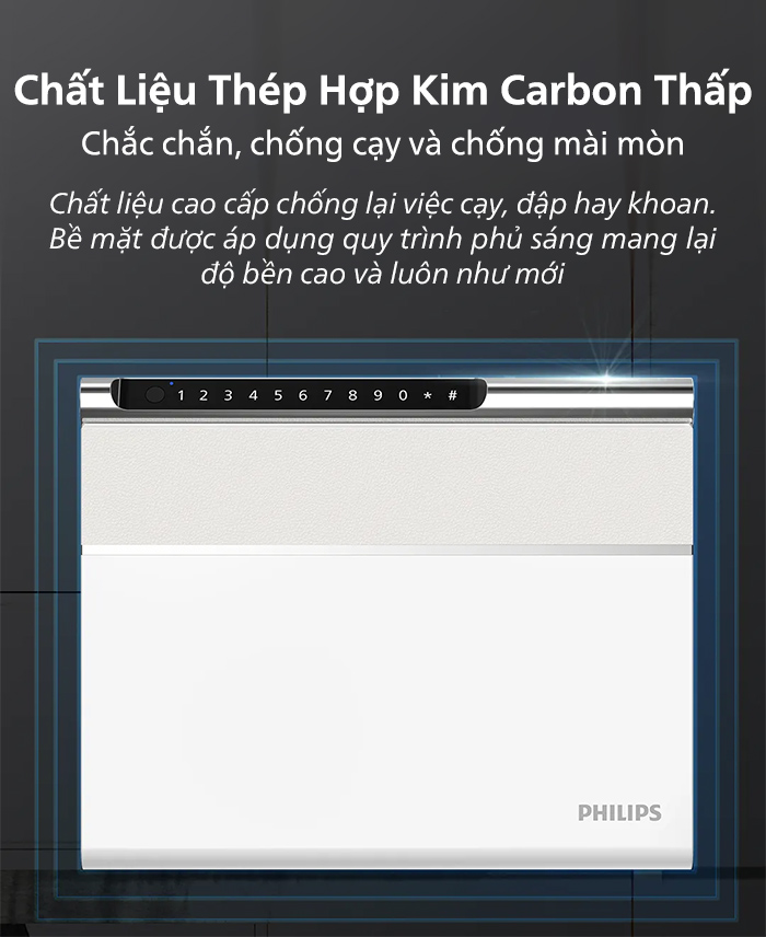 Két sắt mini Philips SBX102 khóa vân tay điện tử, khung thép toàn thân