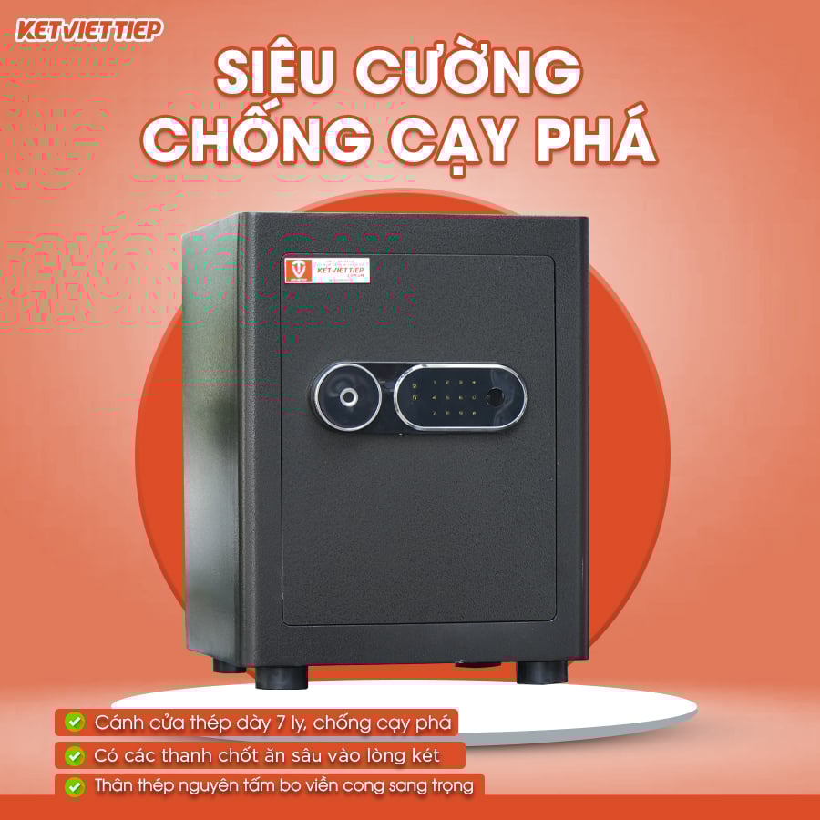 Két Sắt Siêu Cường Việt Tiệp SCT50 Khóa Vân Tay Điện Tử, Cảnh Báo Về Điện Thoại