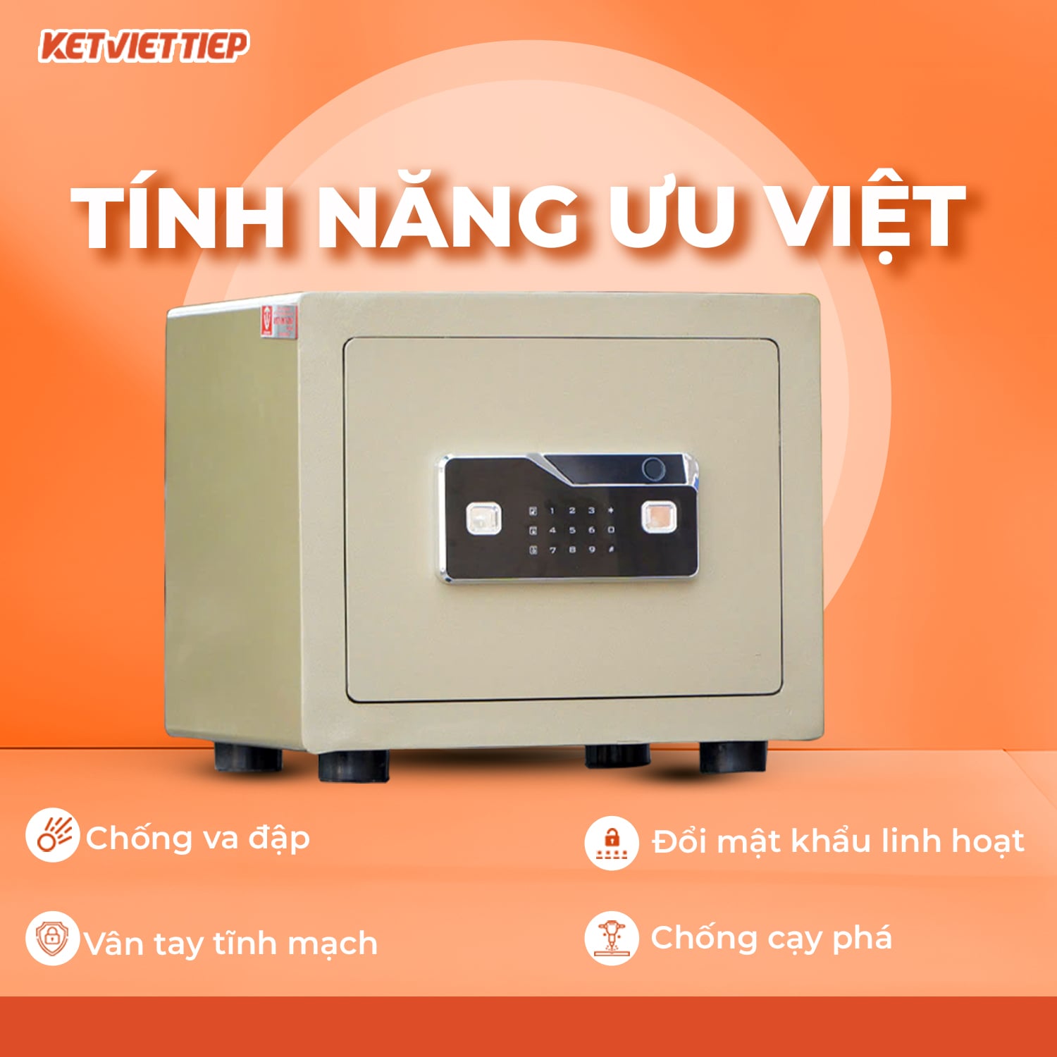 Két Sắt mini Việt Tiệp Vân tay Điện tử cao cấp SPM360VTDT, có kết nối điện thoại