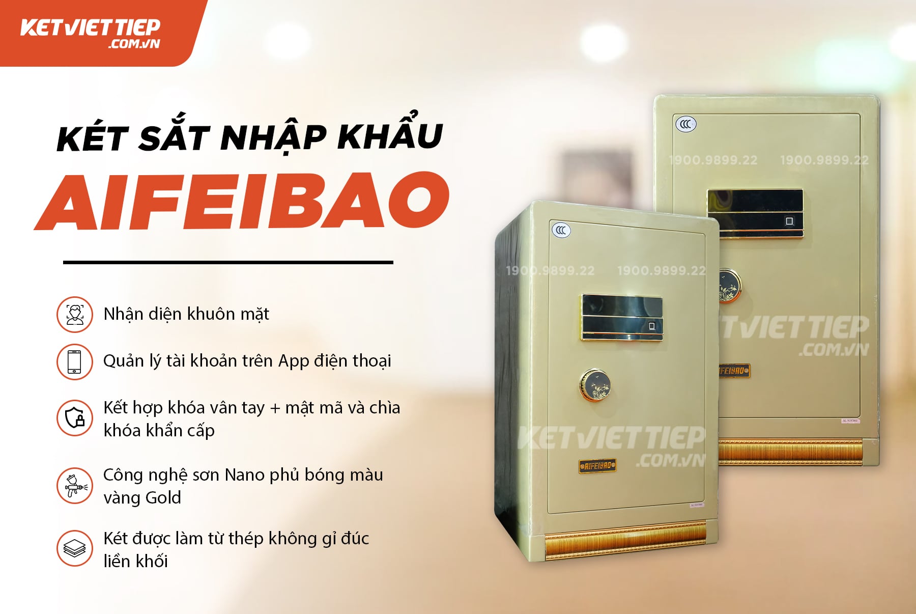 Két sắt nhập khẩu đúc đặc Aifeibao 80tg vân tay điện tử