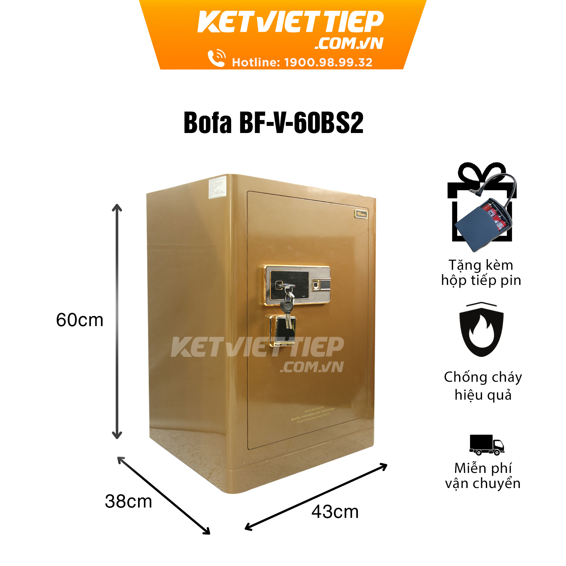 Két sắt Bofa BF-V-60BS2 Khóa vân tay điện tử