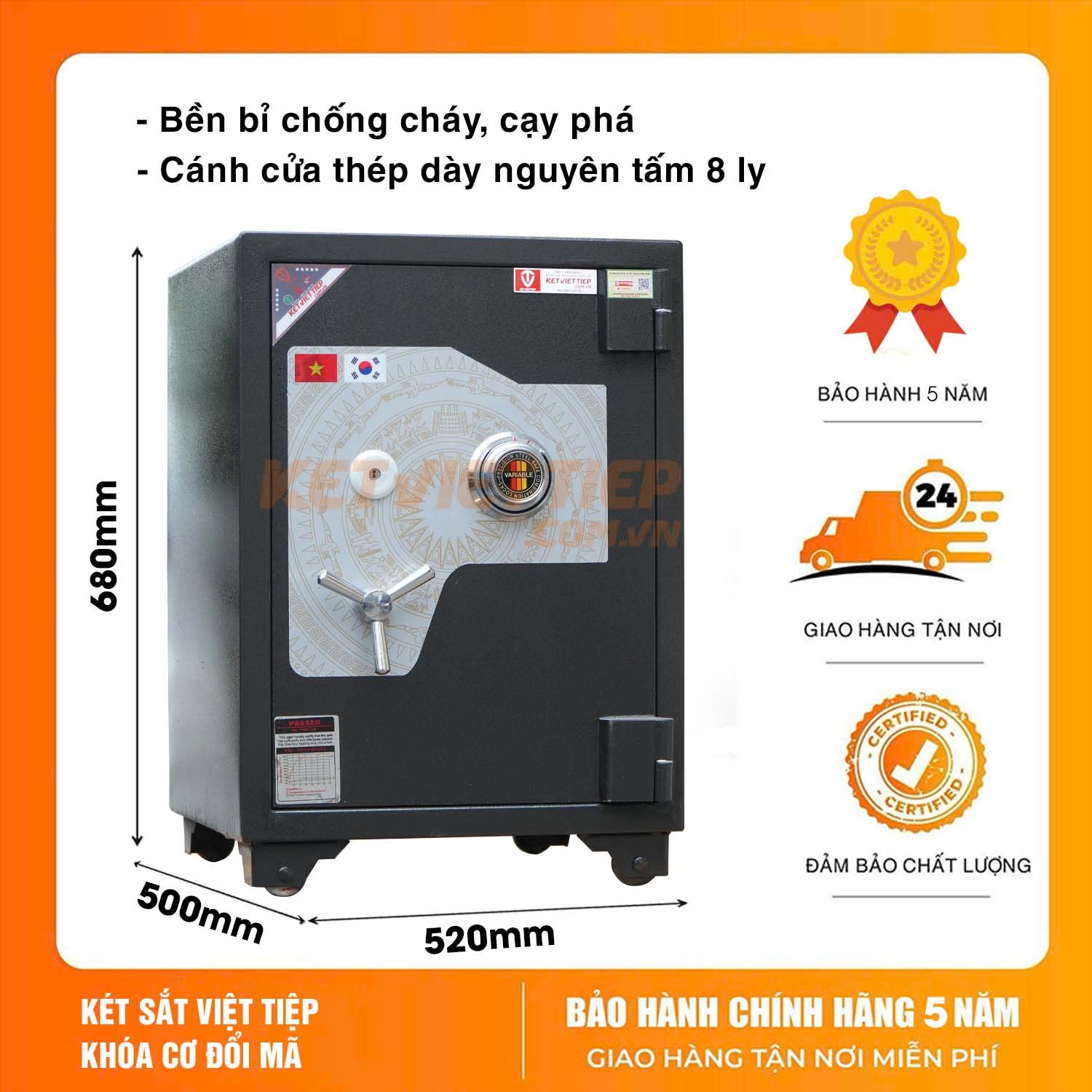 Két sắt Việt Tiệp siêu cường KVTSC135 khóa cơ đổi mã