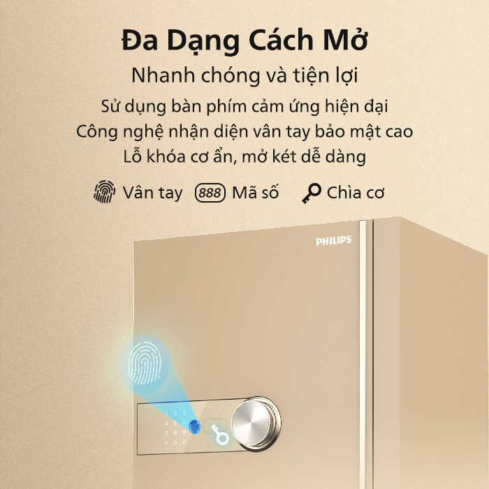 Két sắt nhập khẩu thông minh cao cấp Philips SBX202 6C0 Khóa bảo mật vân tay điện tử, Khung thép Carbon