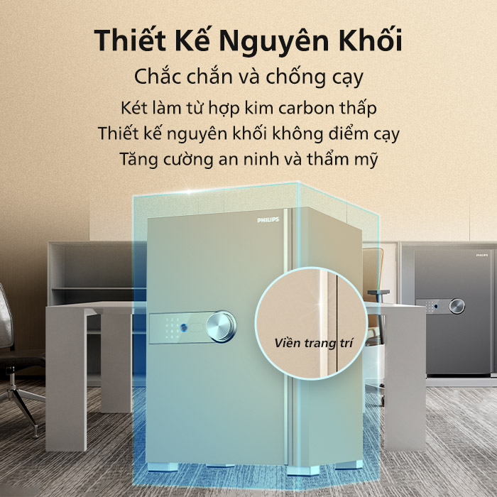 Két sắt nhập khẩu thông minh cao cấp Philips SBX202 6C0 Khóa bảo mật vân tay điện tử, Khung thép Carbon