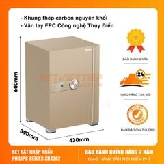 Két sắt nhập khẩu thông minh cao cấp Philips SBX202 6C0 Khóa bảo mật vân tay điện tử, Khung thép Carbon