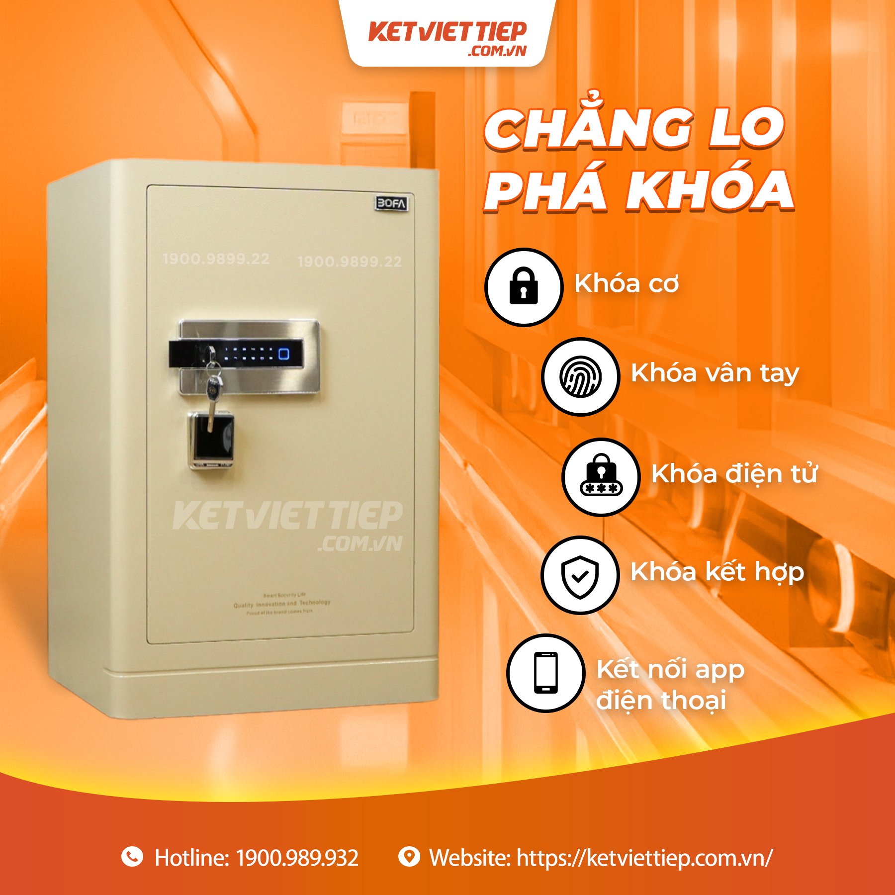 Két sắt Bofa FDG-A1/D-80 Khóa Vân Tay Điện Tử