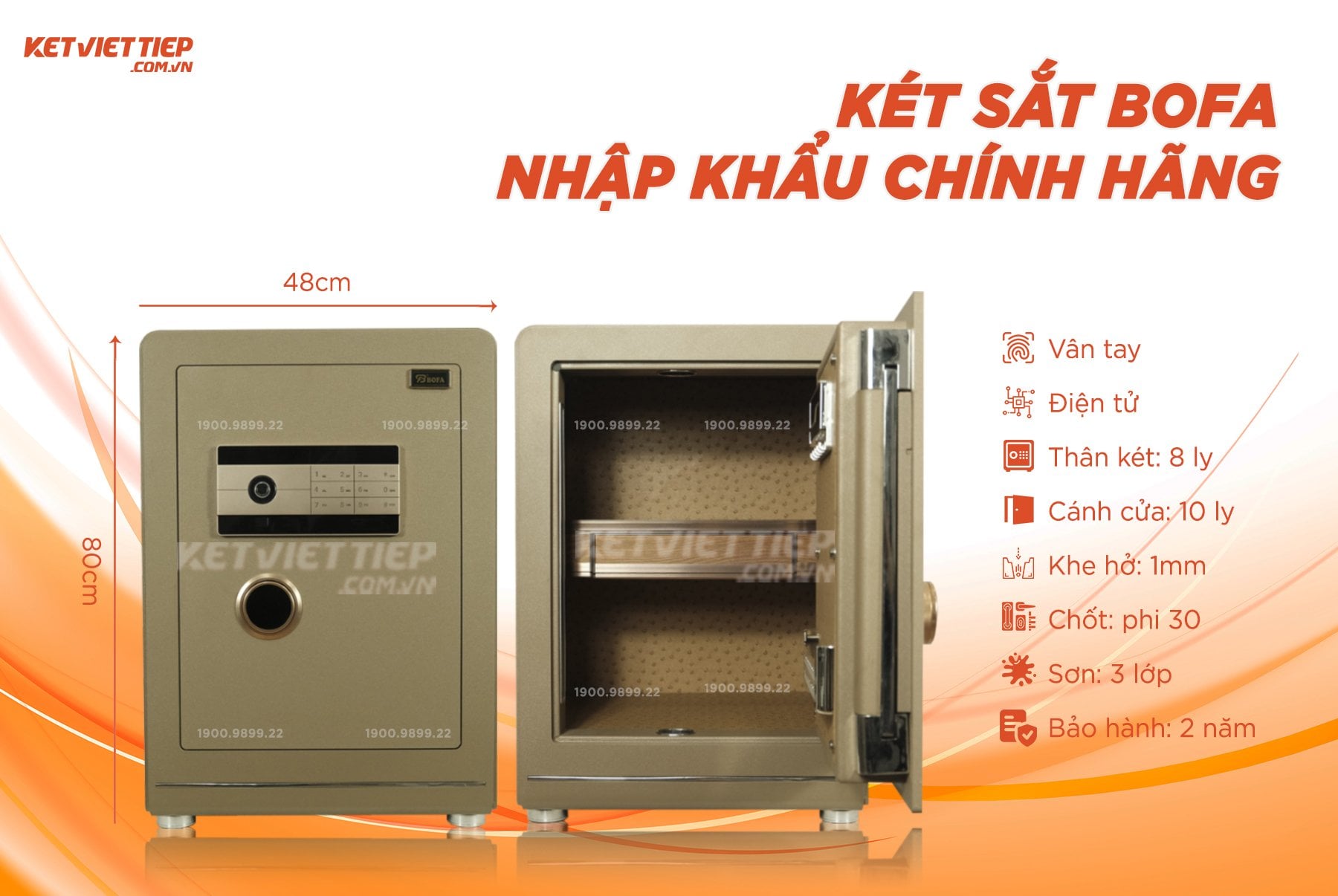 Két Sắt Bofa BF-V-80BJ khóa vân tay điện tử