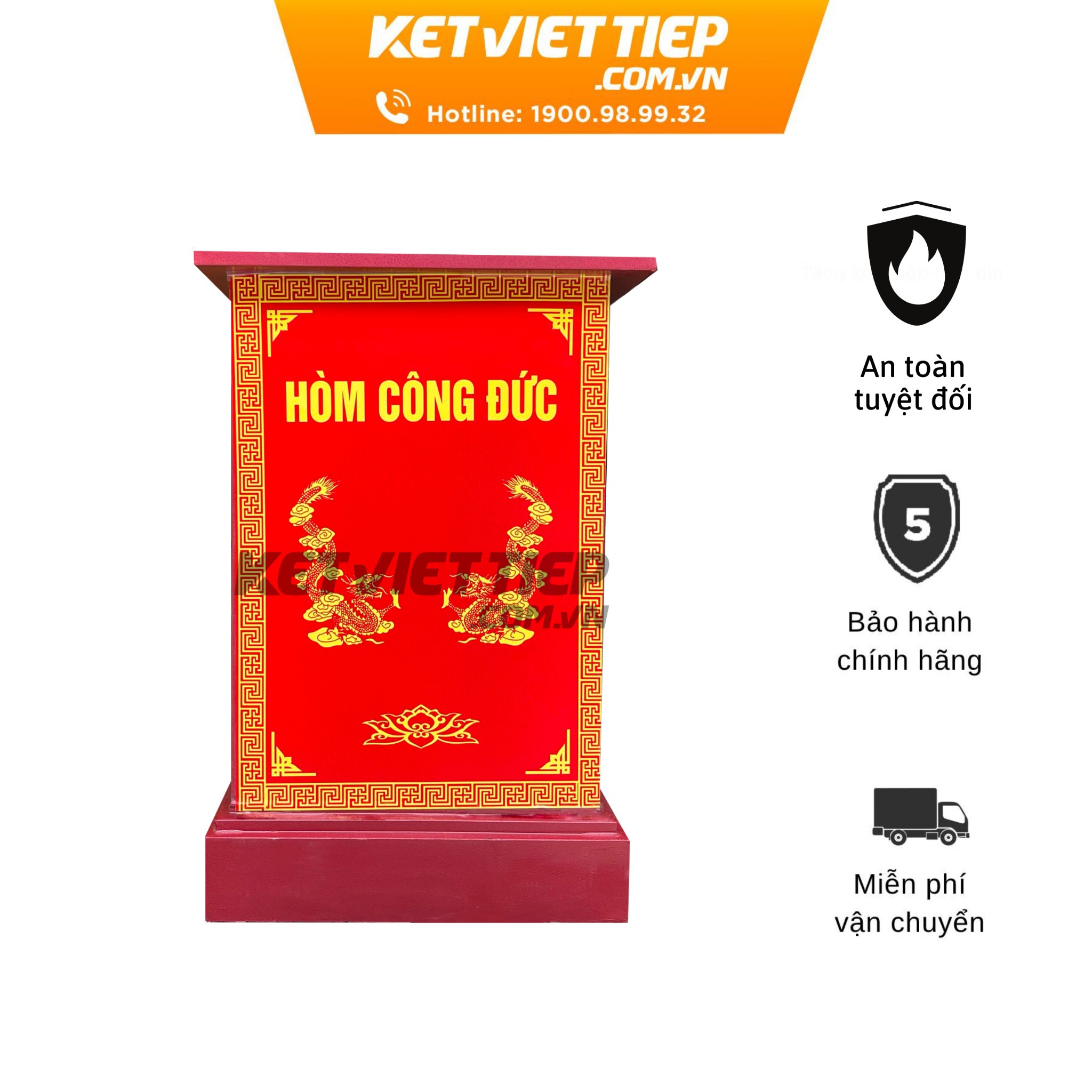 Két sắt công đức có khe bỏ tiền CDK54 khóa cơ chống cháy