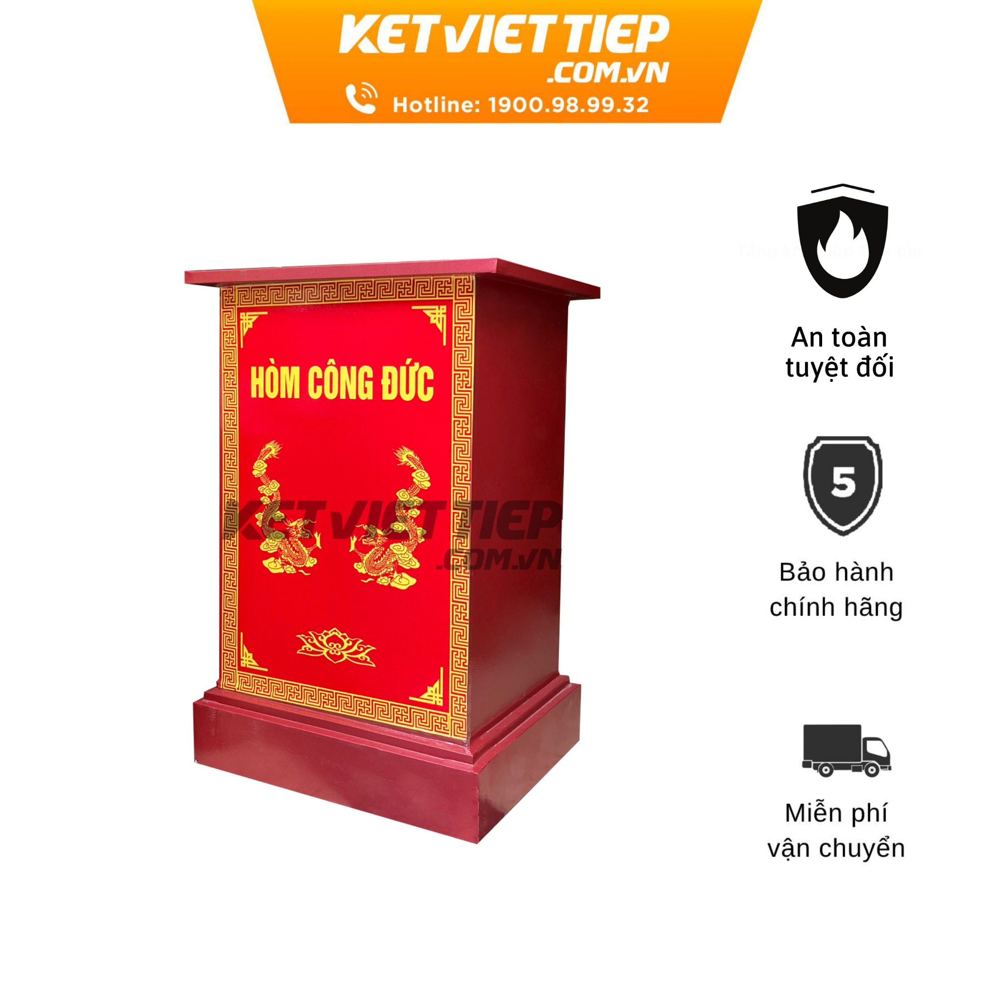 Két sắt công đức có khe bỏ tiền CDK54 khóa cơ chống cháy