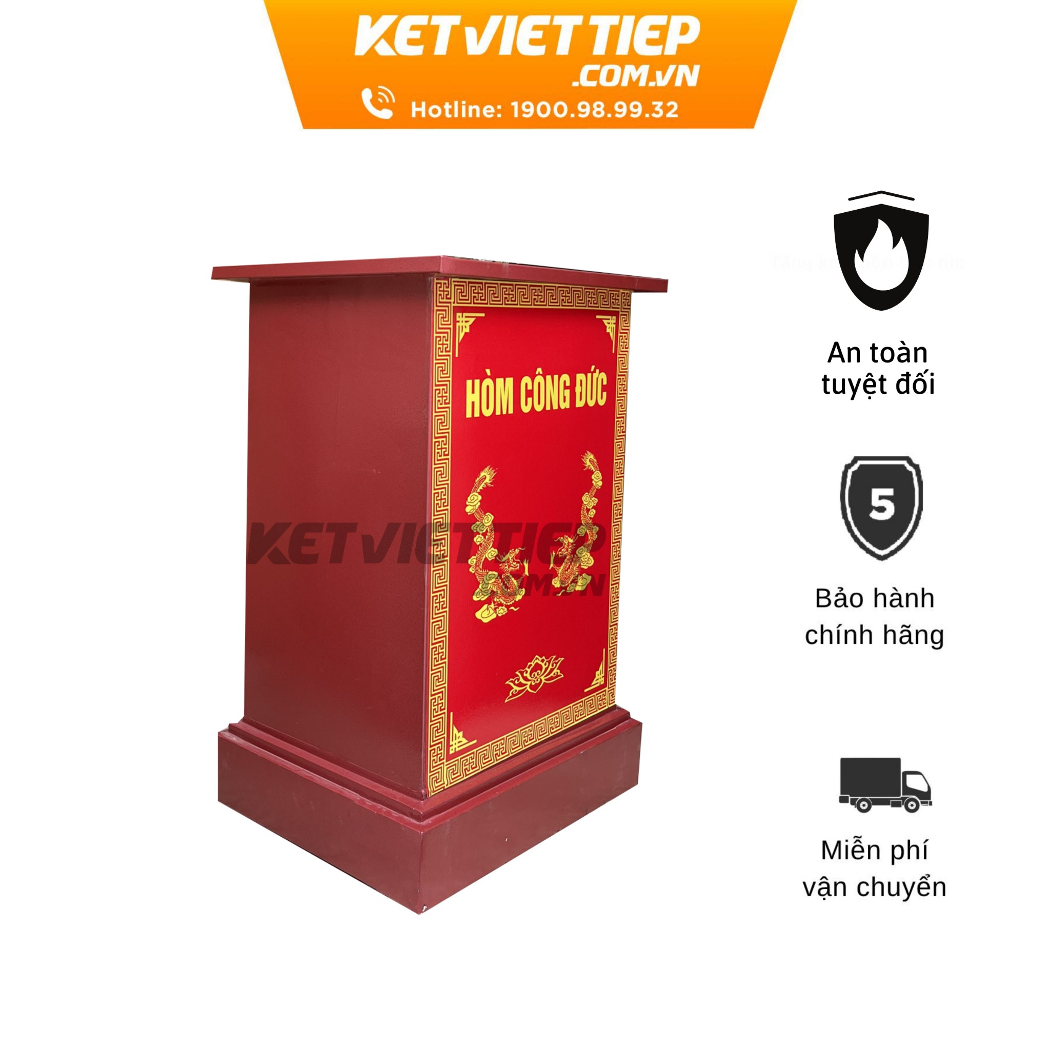 Két sắt công đức có khe bỏ tiền CDK54 khóa cơ chống cháy