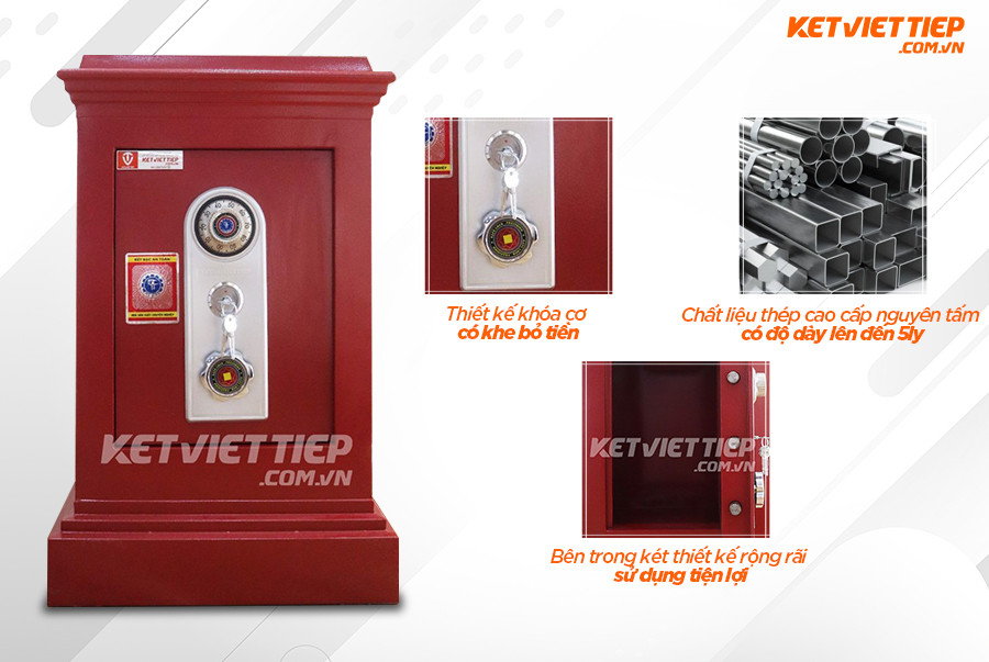 Két sắt công đức có khe bỏ tiền CDK54 khóa cơ chống cháy