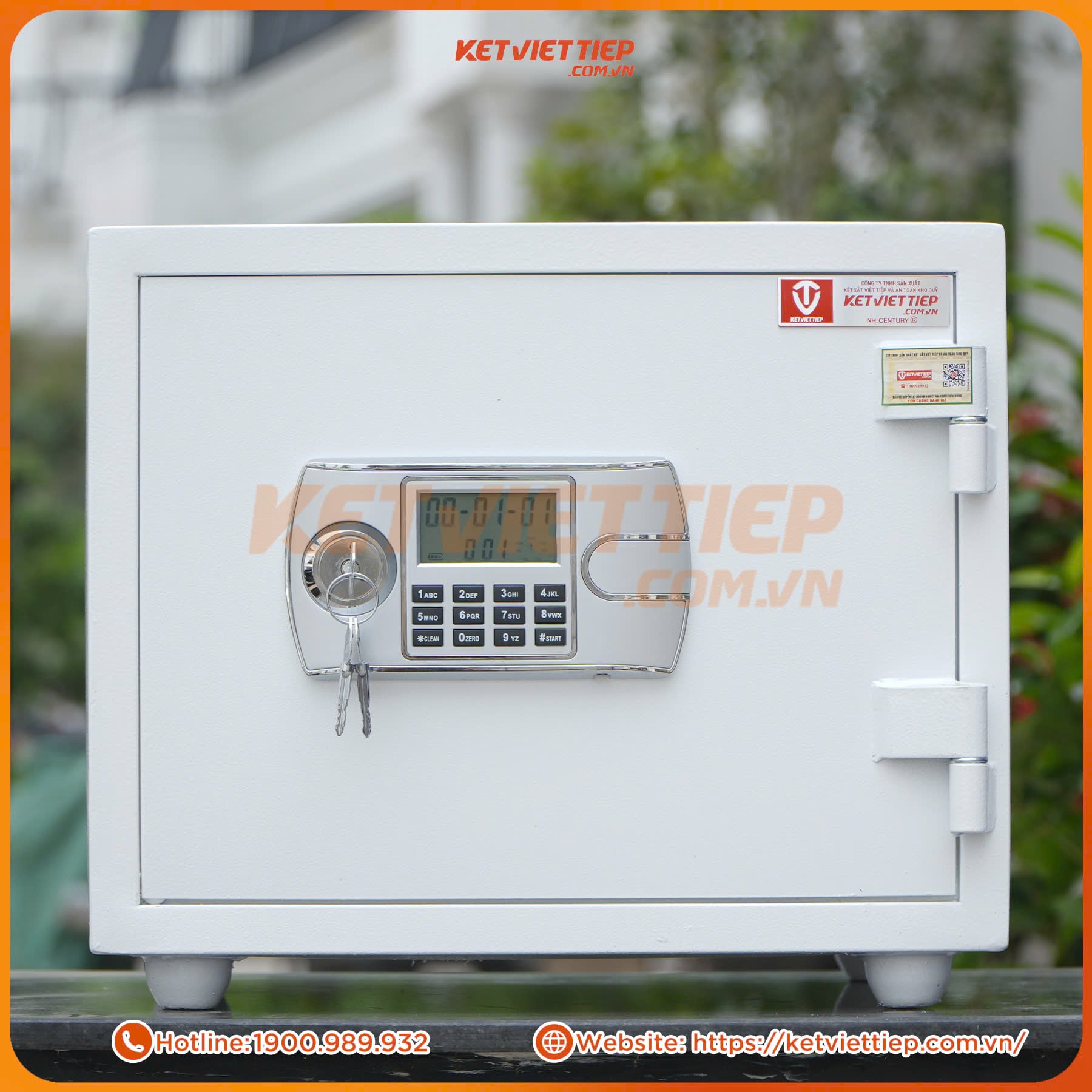 Két Sắt Việt Tiệp KV418 Điện Tử Màu Trắng Chính Hãng