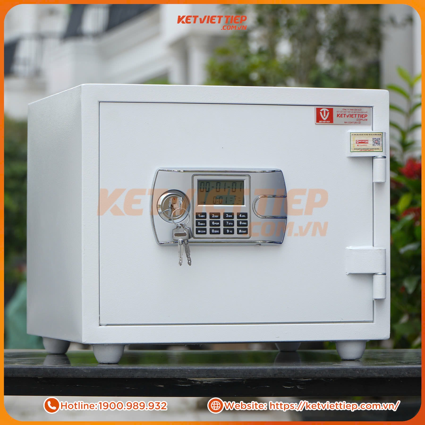 Két Sắt Việt Tiệp KV418 Điện Tử Màu Trắng Chính Hãng
