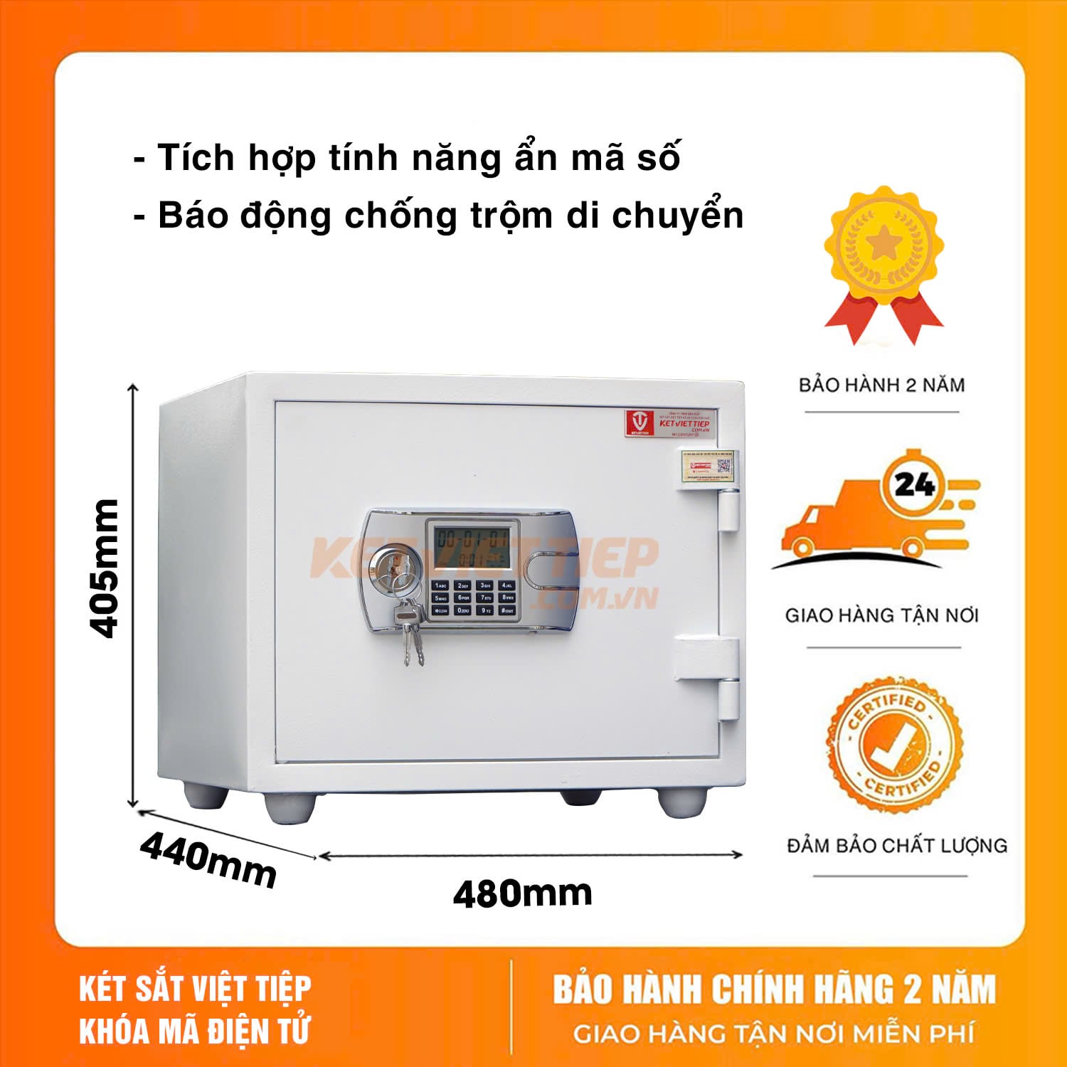 Két Sắt Việt Tiệp KV418 Điện Tử Màu Trắng Chính Hãng