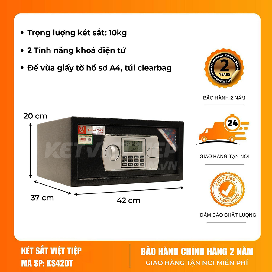 Két Sắt Khách Sạn Việt Tiệp KS42DT Khóa Điện Tử