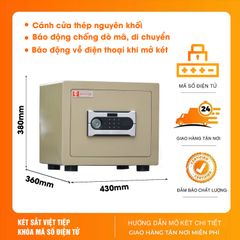 Két sắt mini chống cháy Việt Tiệp KVTSC50DT thép đúc, Kết nối điện thoại thông minh