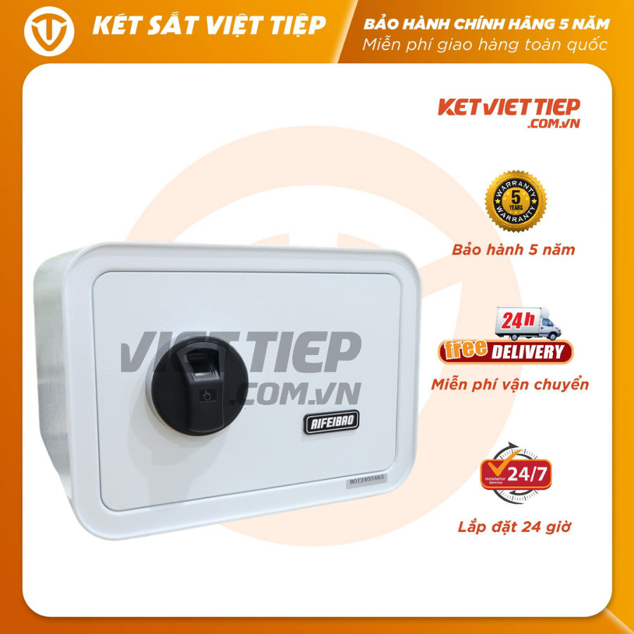 Két sắt mini vân tay VT25S5 Trắng nội thất bọc da cao cấp cài đặt 30 vân tay khác nhau