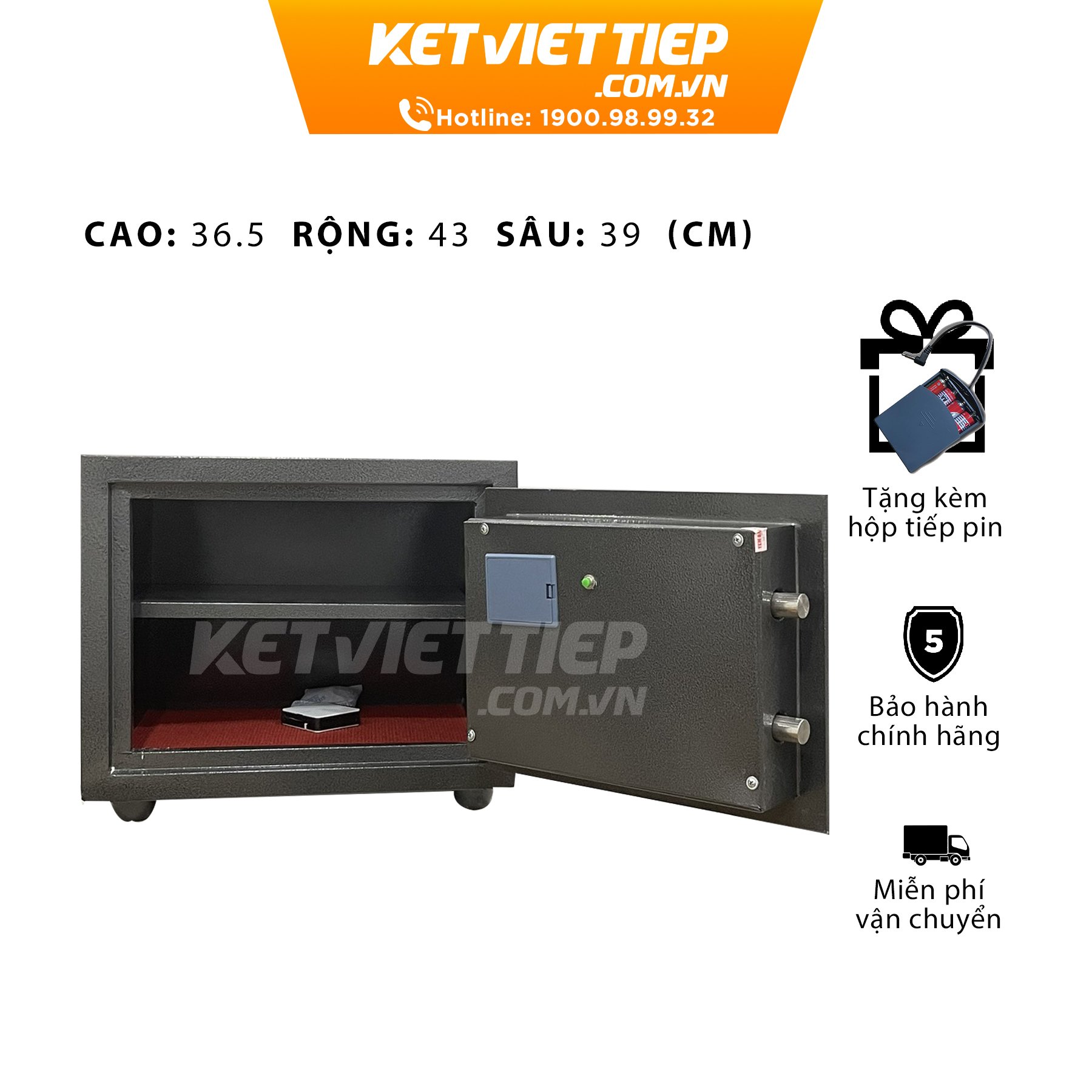 Két sắt mini chống cháy KVTSC25 khóa vân tay điện tử