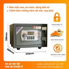 Két Sắt Mini Việt Tiệp chống cháy KVT28 Khóa Điện Tử có chuông báo động