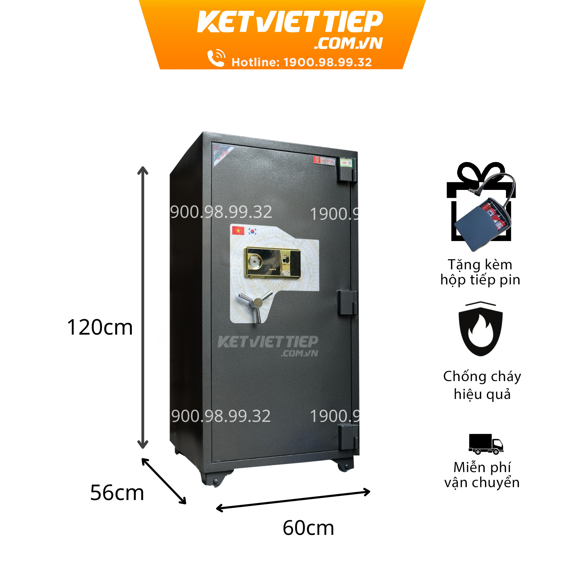 Két Sắt Ngân Hàng Việt Tiệp Cỡ Lớn Khóa Vân Tay Điện Tử Mới NH120VT