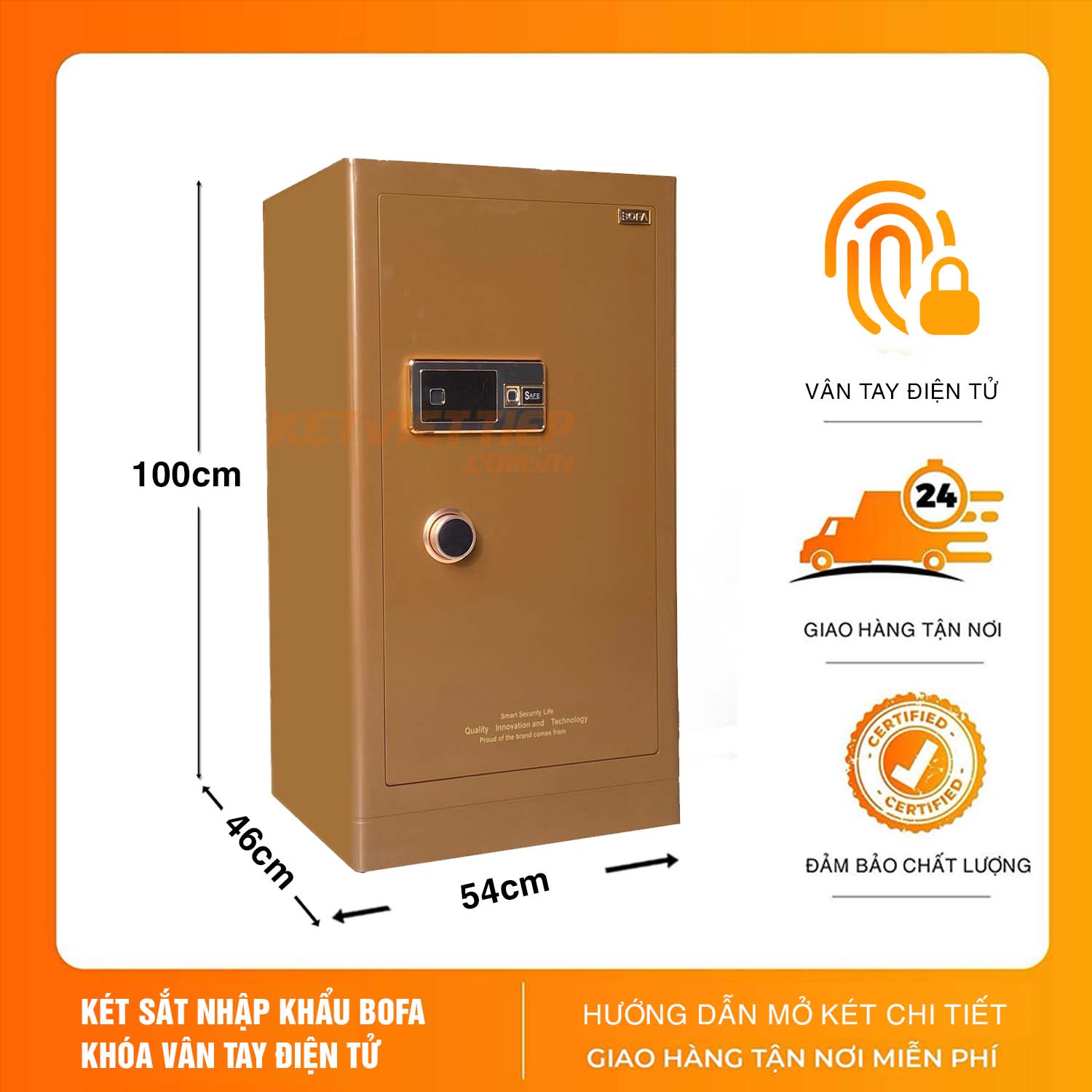 Két sắt Bofa BF-V-100BS2 Công Nghệ Khóa Vân Tay Điện Tử