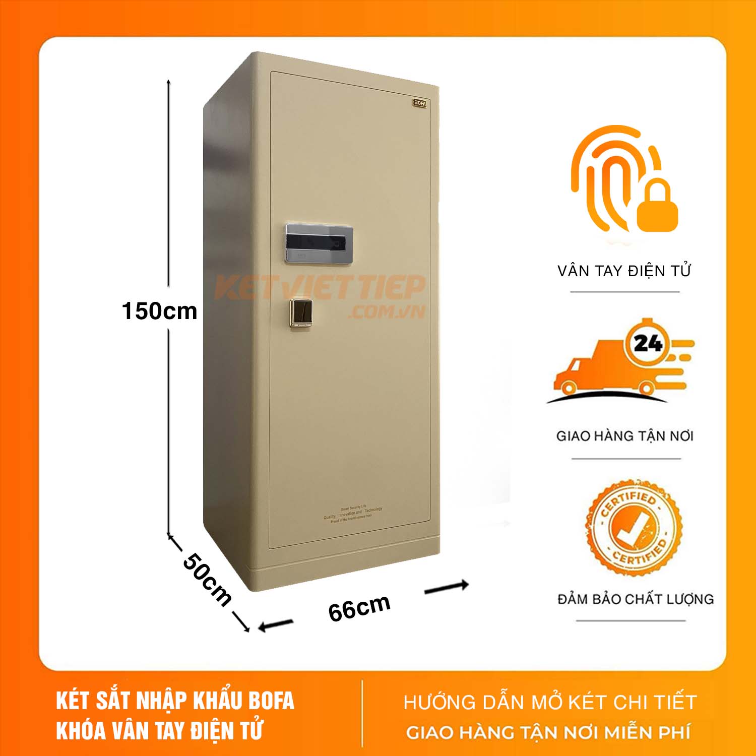 Két sắt Bofa FDG-A1/D-150 Công Nghệ Khóa Vân Tay Điện Tử Thông Minh