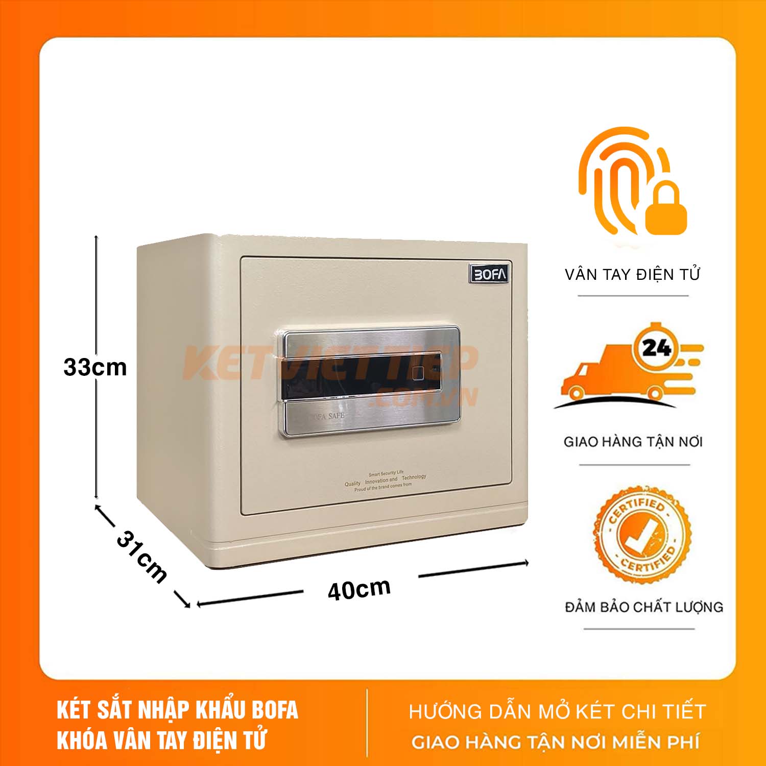 Két sắt Nhập khẩu Bofa FDX-A/D-30 Khóa Vân Tay Điện Tử, Kết Nối Điện Thoại