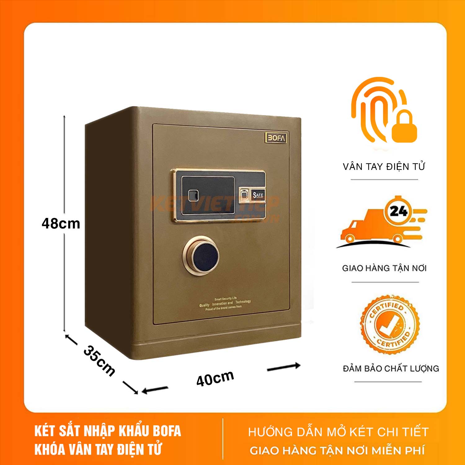 Két sắt nhập khẩu Bofa BF-V-45BS2 Khóa Vân Tay Điện Tử