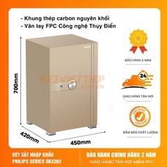 Két sắt nhập khẩu thông minh Philips SBX202 7C0 Khóa bảo mật vân tay điện tử, Khung thép Carbon