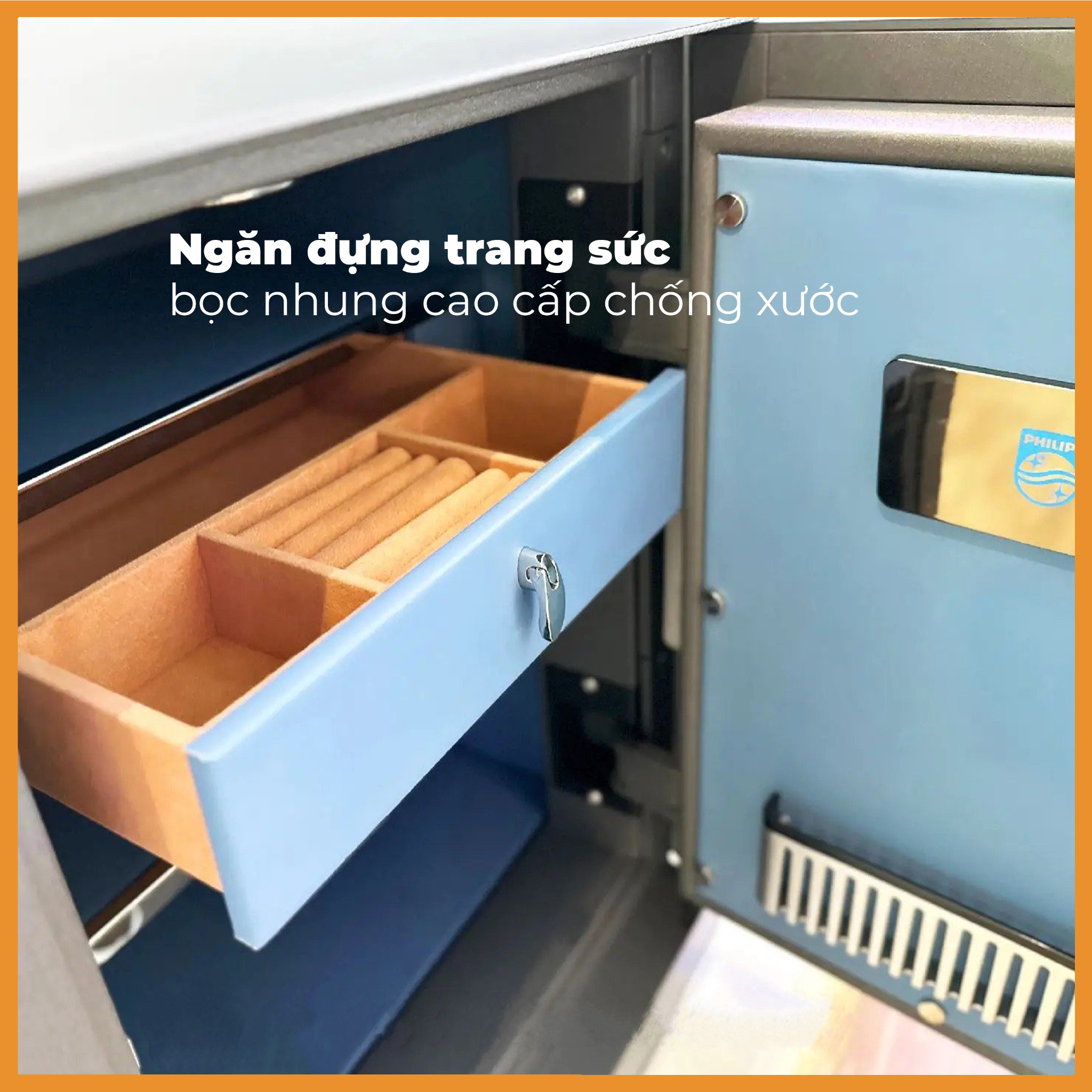 Két sắt nhập khẩu hạng sang Philips SBX602-6CU khóa bảo mật vân tay điện tử, kết nối wifi