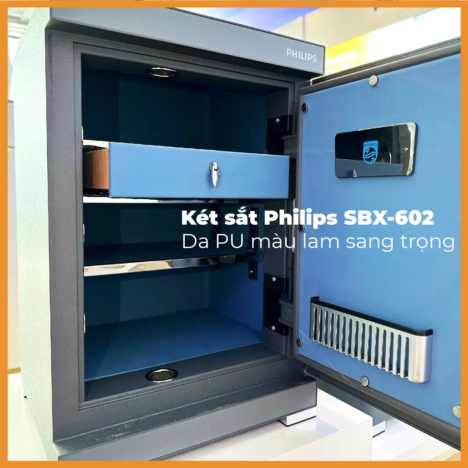 Két sắt nhập khẩu hạng sang Philips SBX602-6CU khóa bảo mật vân tay điện tử, kết nối wifi