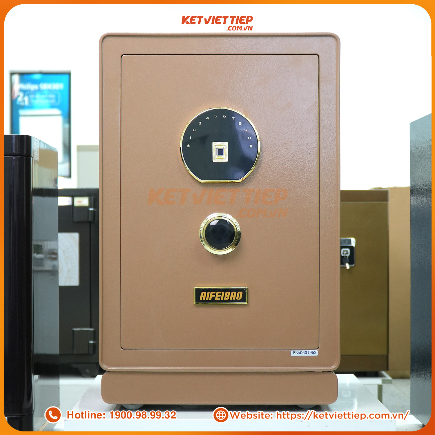 Két sắt nhập khẩu cao cấp Aifeibao HK-A1/D-70-TS khóa vân tay điện tử, có cảnh báo về điện thoại