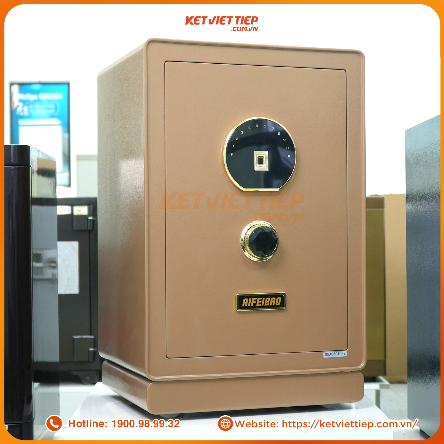 Két sắt nhập khẩu cao cấp Aifeibao HK-A1/D-70-TS khóa vân tay điện tử, có cảnh báo về điện thoại