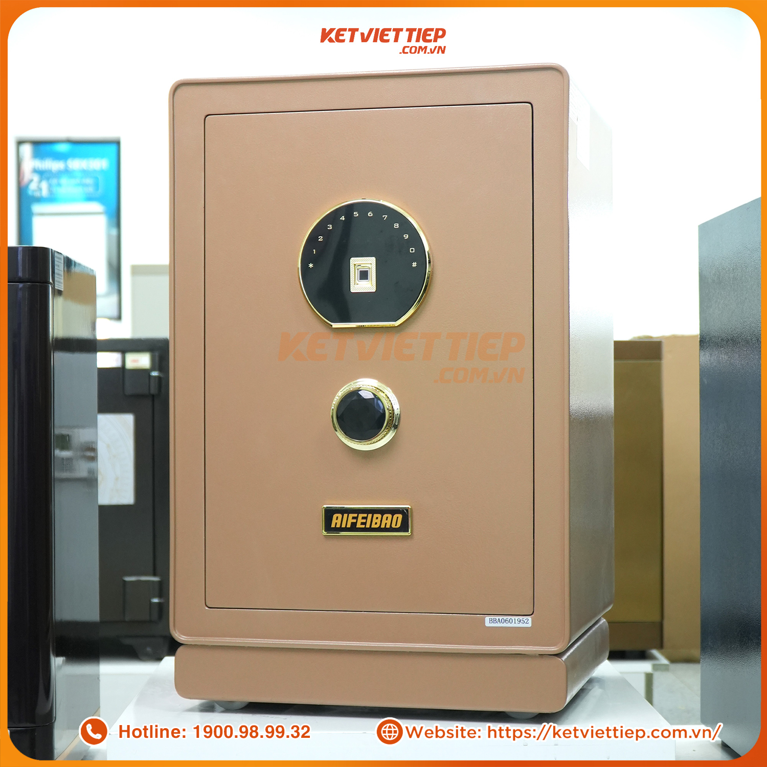 Két sắt nhập khẩu cao cấp Aifeibao HK-A1/D-70-TS khóa vân tay điện tử, có cảnh báo về điện thoại