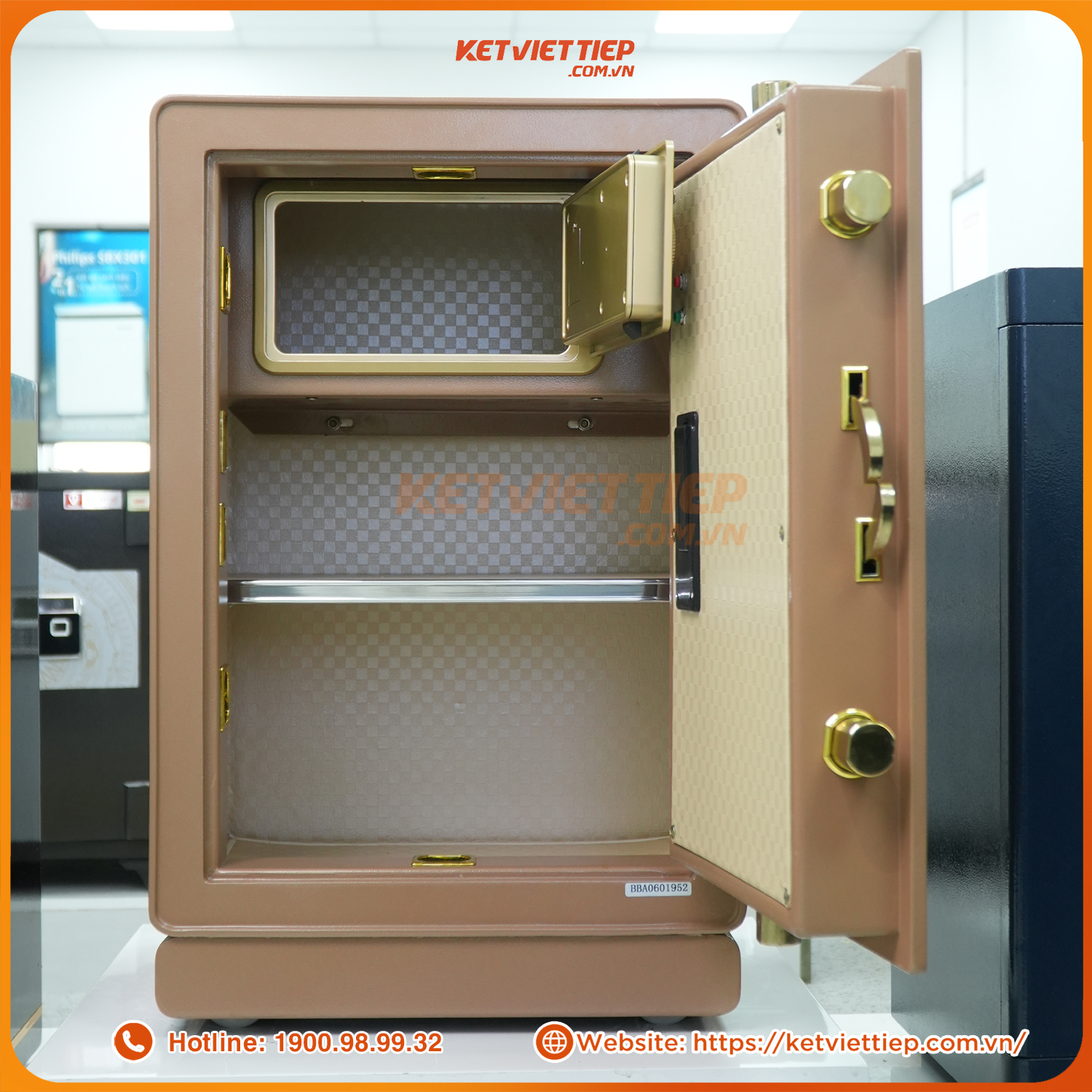 Két sắt nhập khẩu cao cấp Aifeibao HK-A1/D-70-TS khóa vân tay điện tử, có cảnh báo về điện thoại