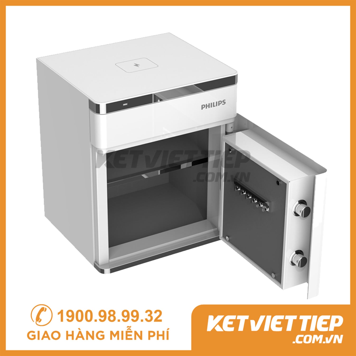 Két sắt tủ đầu giường Philips SBX301 Nhập khẩu chính hãng tích hợp sạc không dây