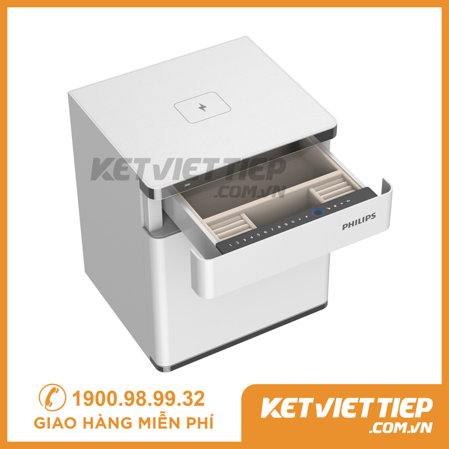 Két sắt tủ đầu giường Philips SBX301 Nhập khẩu chính hãng tích hợp sạc không dây