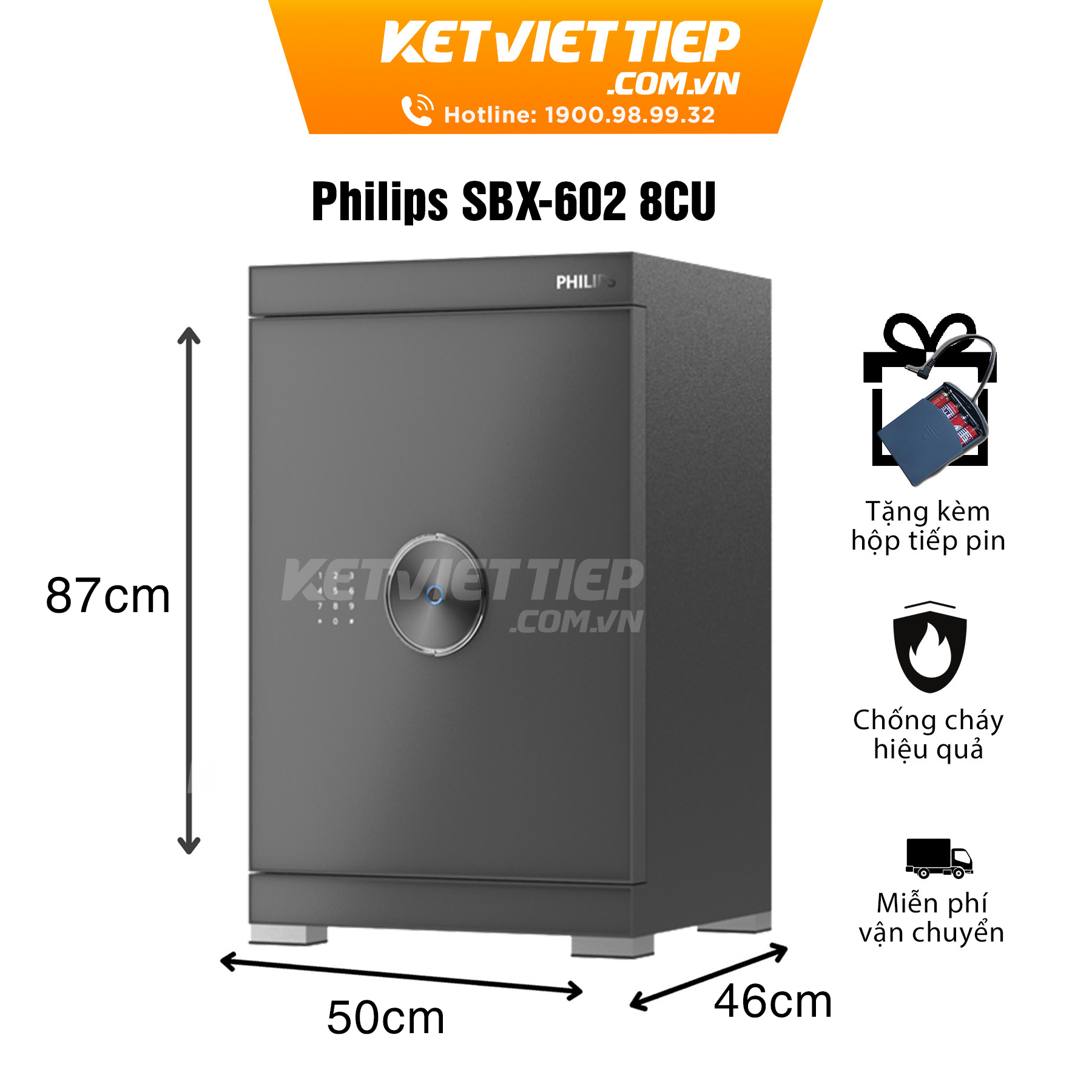 Két sắt nhập khẩu thông minh cao cấp Philips SBX602-8CU khóa bảo mật vân tay điện tử, kết nối wifi