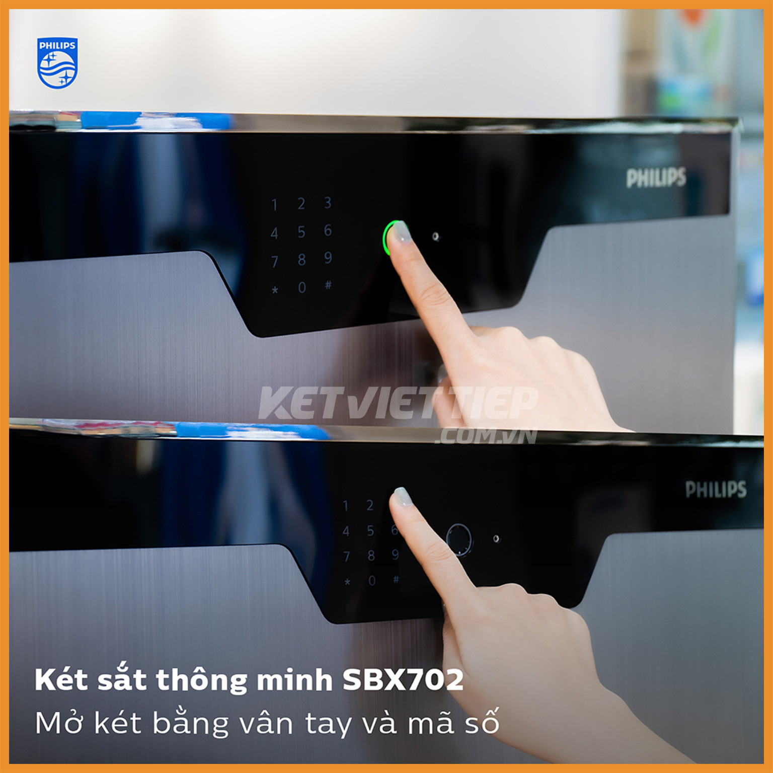Két Sắt Hạng Sang Philips SBX702-CBX Khóa Vân Tay Điện Tử Thông Minh Nhập Khẩu Chính Hãng